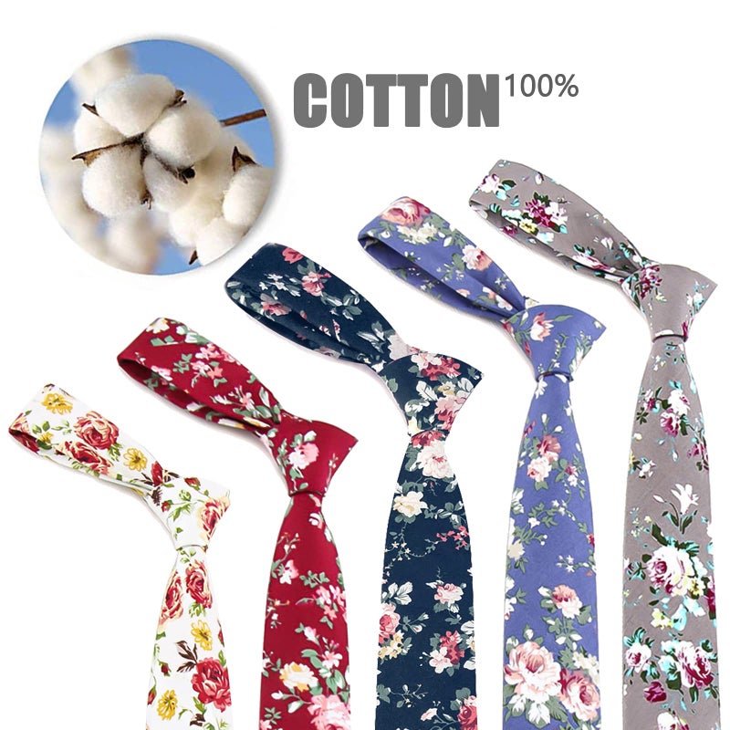 Sunovelties Floral Ties, Cotton Flower Print Skinny Ties for Men Set (5 Pack) - Image 4